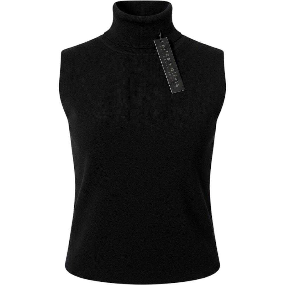 Alice + Olivia Black Turtleneck Knit Top CL000513721 XS New, quiet luxury